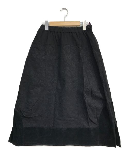 慈雨（ジウ）慈雨 (ジウ) コーデュロイ切替スカート ブラック サイズ:38の古着・服飾アイテム