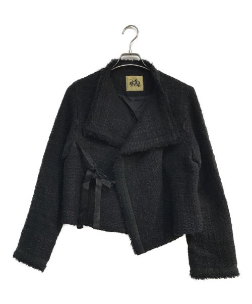 芽風（メフウ）芽風 (メフウ) ツイードジャケット ブラック サイズ:38の古着・服飾アイテム