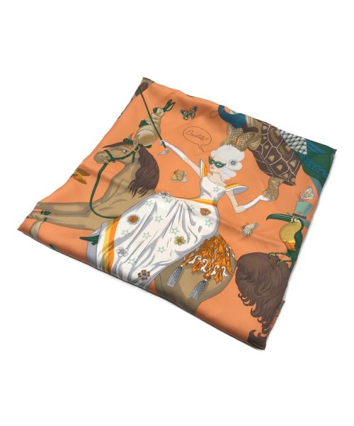 HERMES（エルメス）HERMES (エルメス) カレ90 シルクスカーフ　Hermes Story オレンジの古着・服飾アイテム