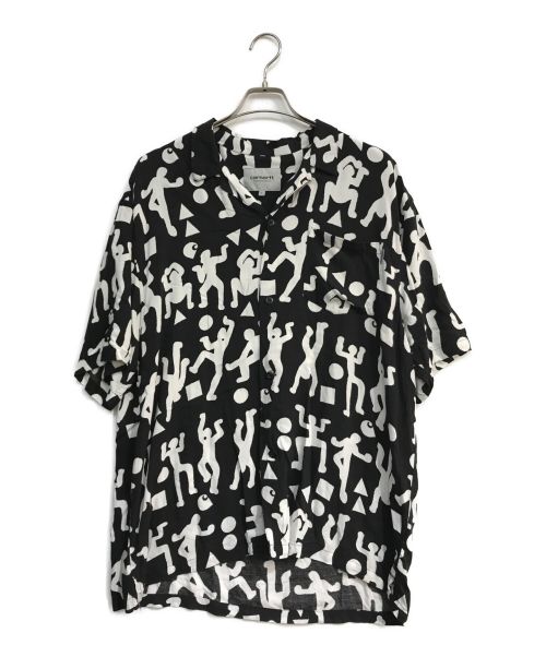 Carhartt WIP（カーハート）Carhartt WIP (カーハートダブリューアイピー) S/S WORLD PARTY SHIRT ホワイト×ブラック サイズ:XLの古着・服飾アイテム