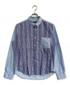 COMME des GARCONS HOMMEコムデギャルソン オム）の古着「パッチワークチェックシャツ」｜ブルー