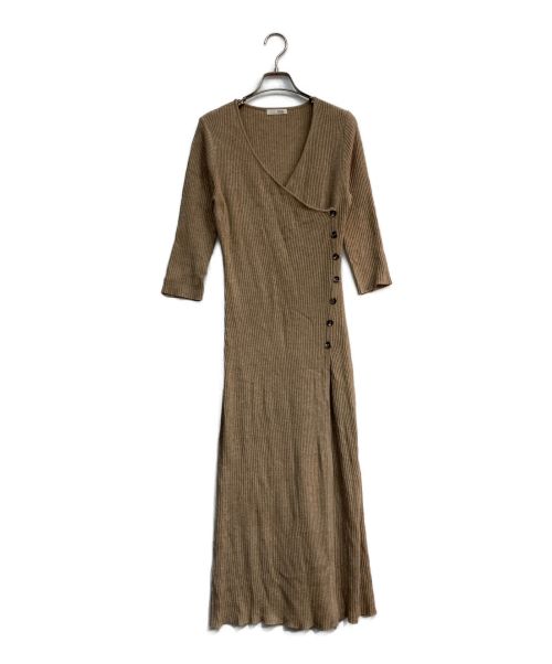 L'Or（ロル）L'Or (ロル) Cache-coeur Knit Dress　or214-73　ベージュ　ニットワンピース ベージュ サイズ:Freeの古着・服飾アイテム