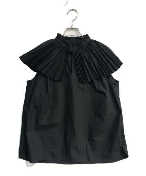 machatt（マチャット）machatt (マチャット) プリーツカラー ノースリーブ ブラウス ブラック サイズ:1の古着・服飾アイテム