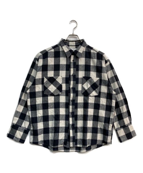 MIYAGIHIDETAKA（ミヤギヒデタカ）MIYAGIHIDETAKA (ミヤギヒデタカ) フランネルシャツ　Flannel shirt　チェック　ホワイト×ブラック ホワイト×ブラック サイズ:2の古着・服飾アイテム