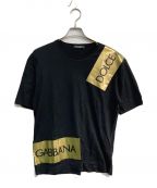 DOLCE & GABBANAドルチェ＆ガッバーナ）の古着「ロゴテープTシャツ　G8HS4T　ブラック×ゴールド」｜ブラック