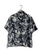 WACKO MARIA×56 TATTOO STUDIOワコマリア×56 タトゥースタジオ）の古着「HAWAIIAN SHIRT S/S　オープンカラーシャツ　スカル」｜グレー
