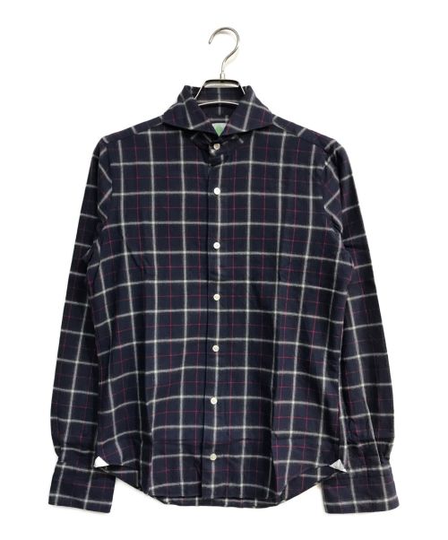finamore（フィナモレ）Finamore (フィナモレ) チェックシャツ ネイビー サイズ: 15/38の古着・服飾アイテム