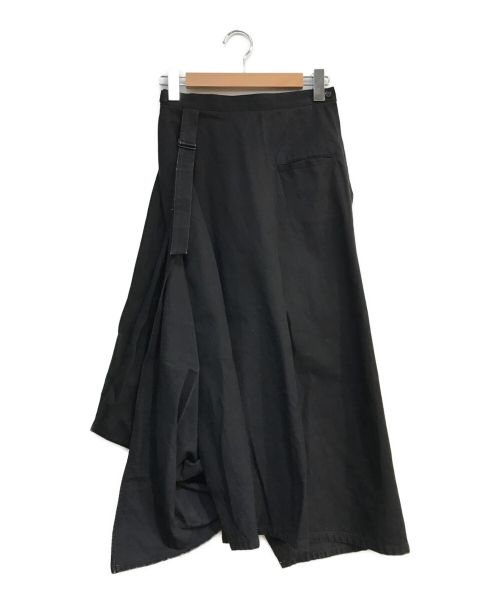 yohji yamamoto+noir（ヨウジヤマモトプリュスノアール）yohji yamamoto+noir (ヨウジヤマモトプリュスノアール) ベルテッドデザインスカート　NR-SO2-001　アシンメトリー ブラック サイズ:1の古着・服飾アイテム