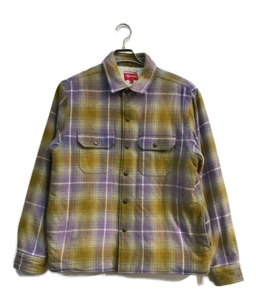 SUPREME（シュプリーム）SUPREME (シュプリーム) Shearling Lined Flannel Shirt　22AW イエロー×パープル サイズ:Sの古着・服飾アイテム