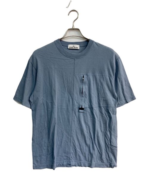 STONE ISLAND（ストーンアイランド）STONE ISLAND (ストーンアイランド) ジップポケットTシャツ　21ss　741520158 ブルー サイズ:Mの古着・服飾アイテム