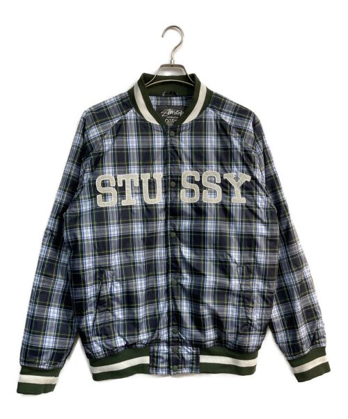 stussy（ステューシー）stussy (ステューシー) THERMOLITE　中綿チェックブルゾン　ブルーｘグリーン ブルー×グリーン サイズ:Ｌの古着・服飾アイテム