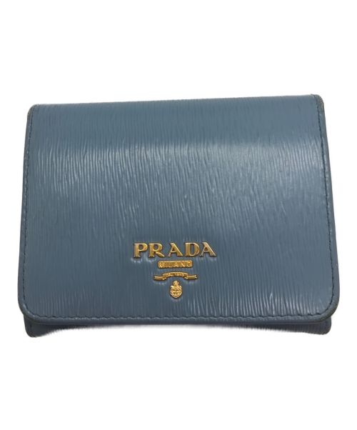 PRADA（プラダ）PRADA (プラダ) 3つ折り財布　1MH176 ブルーの古着・服飾アイテム