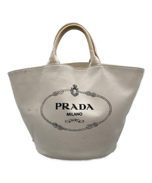 PRADA（プラダ）PRADA (プラダ) カナパ トートバッグ　1BG163 ホワイトの古着・服飾アイテム