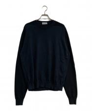 JOHN SMEDLEY (ジョンスメドレー) 袖切替ウールニット ブラック×ネイビー サイズ:Ｍ