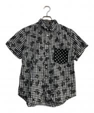 BLACK COMME des GARCONS (ブラックコムデギャルソン) ギンガムチェック半袖シャツ ホワイト×ブラック サイズ:S