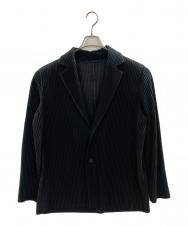 HOMME PLISSE ISSEY MIYAKE (オム プリッセ イッセイ ミヤケ) プリーツテーラードジャケット ブラック サイズ:4