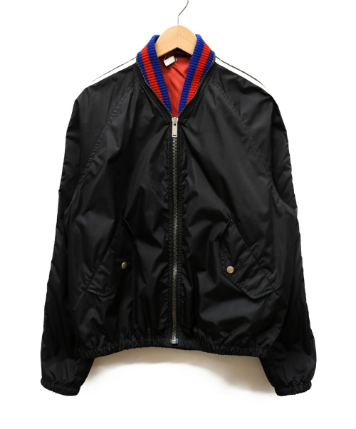 GUCCI（グッチ）GUCCI (グッチ) リブカラーボンバージャケット ブラック サイズ:46の古着・服飾アイテム