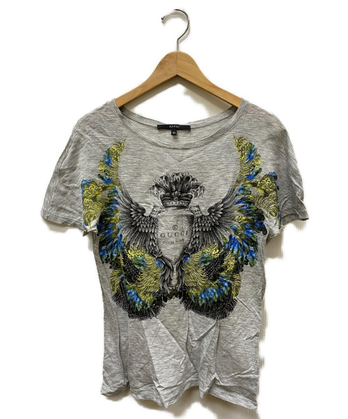 GUCCI（グッチ）GUCCI (グッチ) イーグルプリントTシャツ グレー サイズ:SIZE XSの古着・服飾アイテム