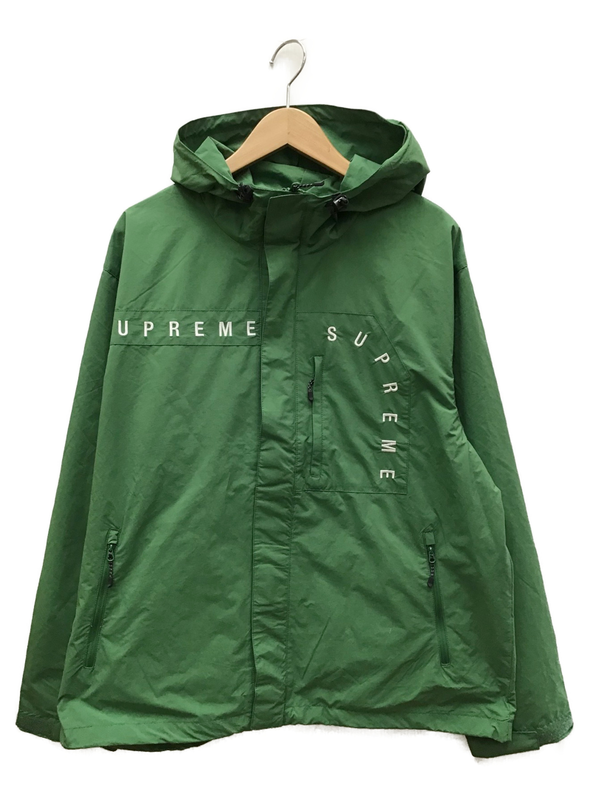 中古 古着通販 Supreme シュプリーム ロゴ刺繍マウンテンパーカー グリーン ホワイト サイズ ｌ ブランド 古着通販 トレファク公式 Trefac Fashion