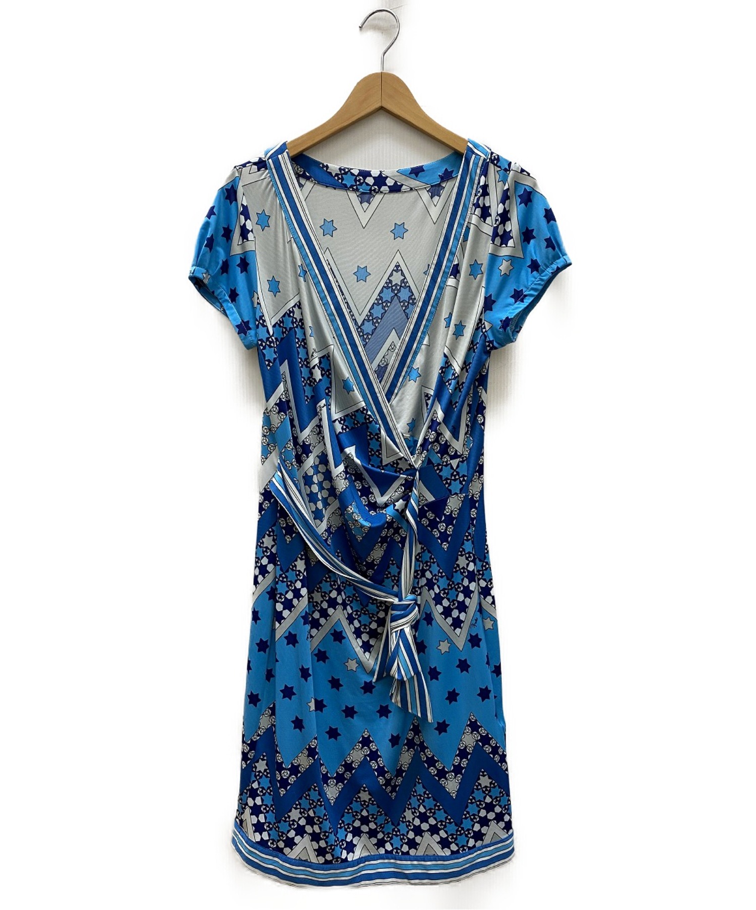 中古 古着通販 Emilio Pucci エミリオプッチ ジャージーカシュクールワンピース ブルー サイズ 38 ブランド 古着通販 トレファク公式 Trefac Fashion