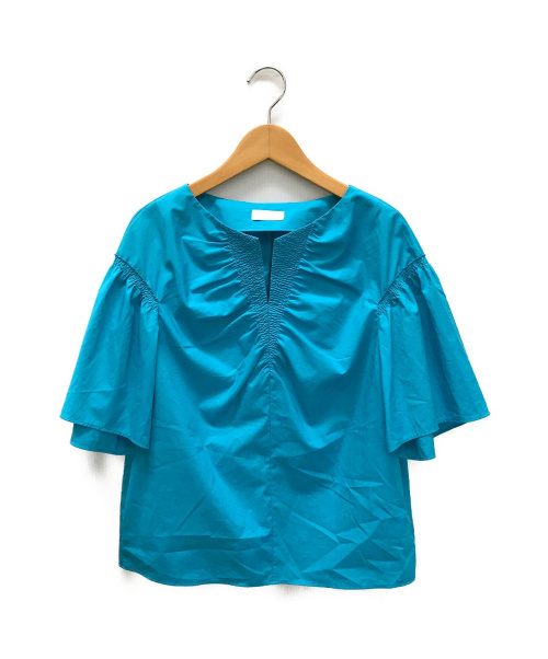 BALLSEY（ボールジィ）BALLSEY (ボールジィー) DPコットンタイプライター シャーリングブラウス ブルー サイズ:36の古着・服飾アイテム