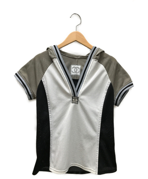 CHANEL（シャネル）CHANEL (シャネル) 半袖メッシュカットソー ライトグレー サイズ:38の古着・服飾アイテム
