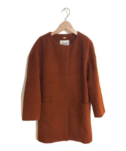 ROPE（ロペ）ROPE (ロペ) アンゴラノーカラーシャギーコート ブラウン サイズ:36の古着・服飾アイテム