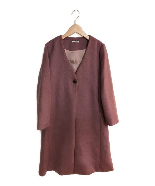 COHINA（コヒナ）COHINA (コヒナ) ノーカラーAラインコート ピンク サイズ:SIZE XSの古着・服飾アイテム