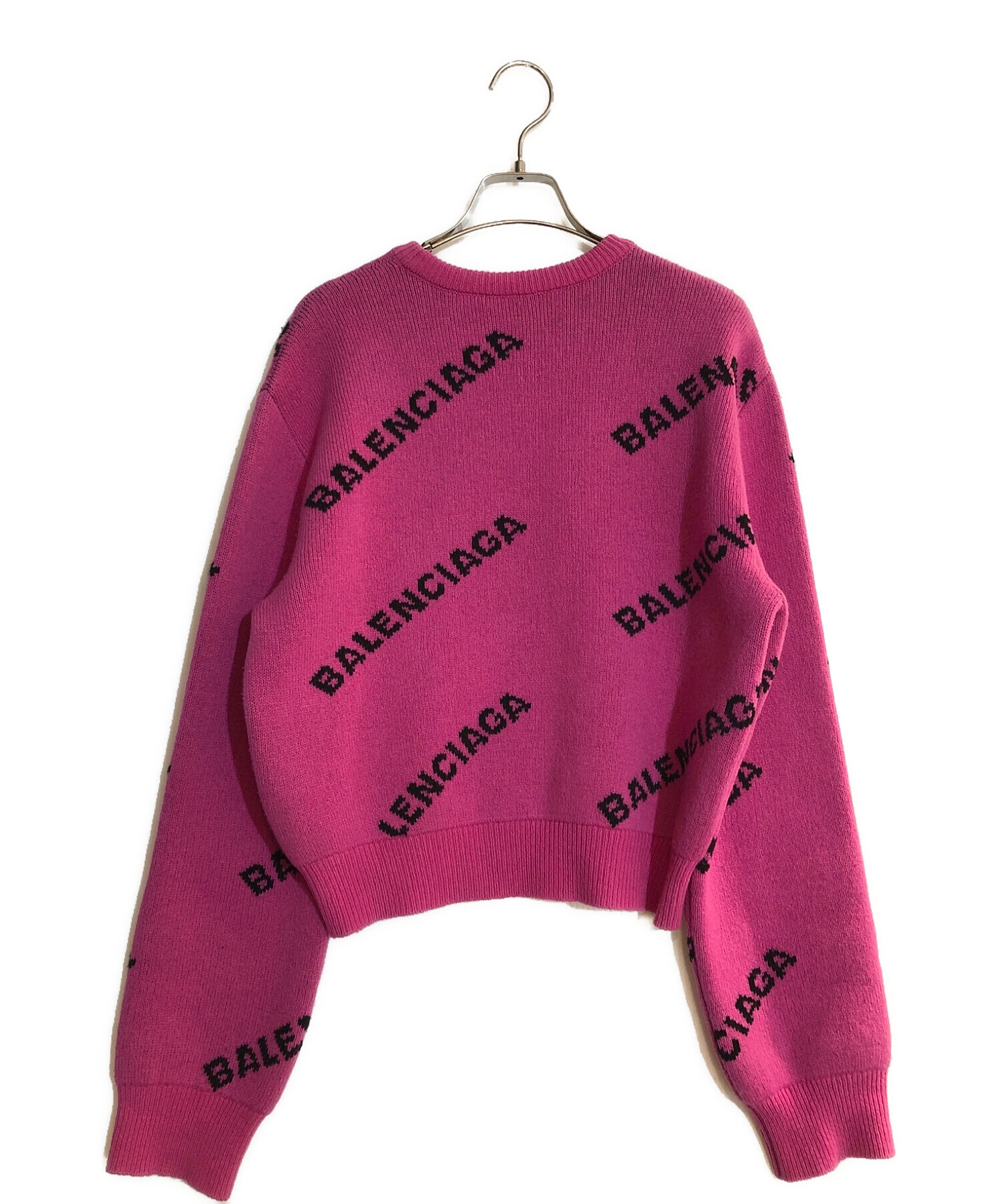 BALENCIAGA (バレンシアガ) オールオーバーロゴセーター ピンク サイズ:34