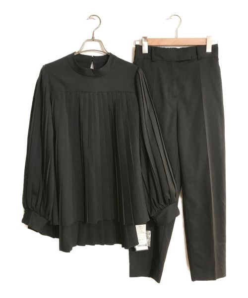 RUIRUE BOUTIQUE（ルイルエブティック）RUIRUE BOUTIQUE (ルイルエブティック) プリーツフレアトップス＆パンツスーツ ブラック サイズ:SIZE Lの古着・服飾アイテム