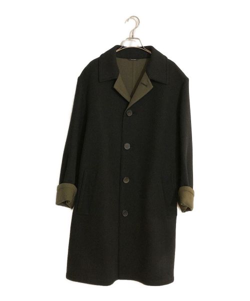 HERMES（エルメス）HERMES (エルメス) カシミヤ混コート ブラック×グリーン サイズ:SIZE 52の古着・服飾アイテム