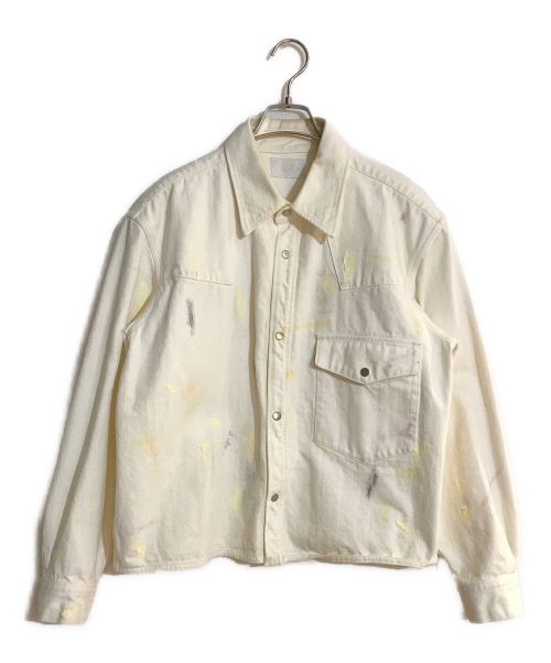 URU（ウル）URU (ウル) ペイント加工スナップボタンデニムジャケット ベージュ サイズ:SIZE 1の古着・服飾アイテム