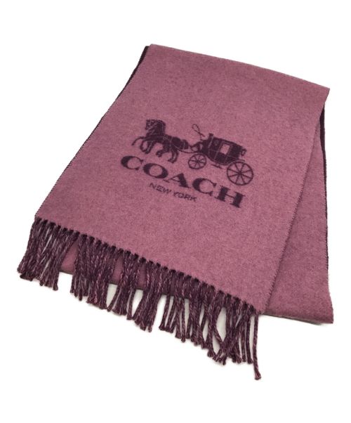 COACH（コーチ）COACH (コーチ) ホース アンドキャリッジバイカラーカシミヤマフラー ボルドーの古着・服飾アイテム