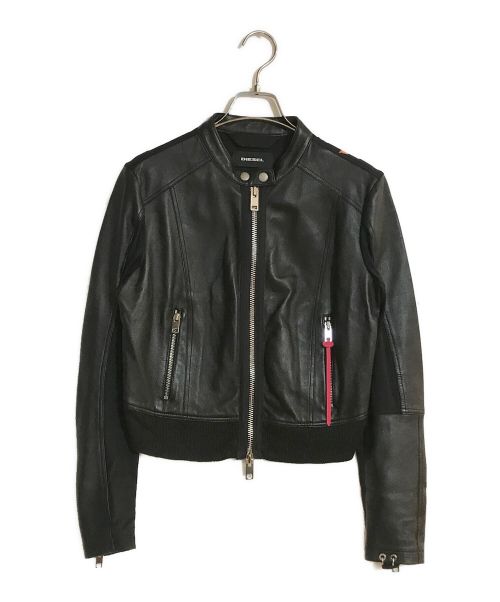 DIESEL（ディーゼル）DIESEL (ディーゼル) ストレッチコットン切替ライダースジャケット ブラック サイズ:SIZE Sの古着・服飾アイテム
