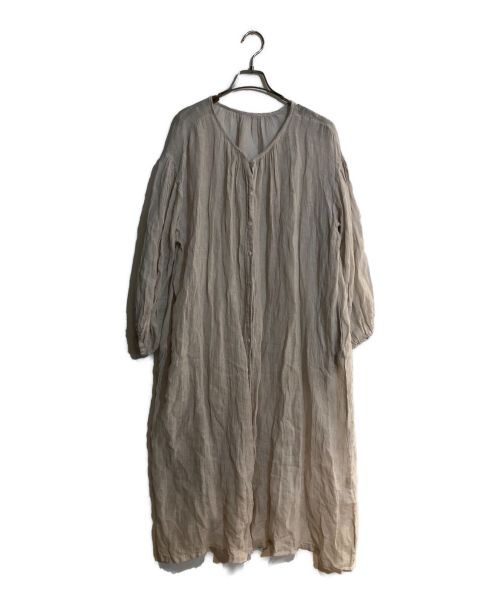 nest Robe（ネストローブ）nest Robe (ネストローブ) リネンガーゼパフスリーブワンピース ベージュ サイズ:FREEの古着・服飾アイテム