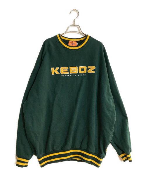 KEBOZ（ケボズ）KEBOZ (ケボズ) リブライン ロゴ刺繍クルーネックスウェット グリーン サイズ:SIZE XLの古着・服飾アイテム