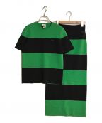 LACOSTE LIVEラコステライブ）の古着「Striped Knit Sweater/ストライプ ニット セーター」｜グリーン×ブラック