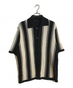 08sircusゼロエイトサーカス）の古着「GIMA cotton stripe knit shirt/コットンストライプニットシャツ」｜ブラック