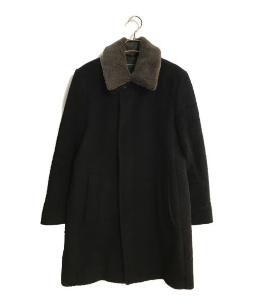 LOUNGE LIZARD（ラウンジリザード）LOUNGE LIZARD (ラウンジリザード) ALPCA SHAGGY SOUTIENCOLLAR/アルパカシャギーステンカラー ブラック×ベージュ サイズ:1の古着・服飾アイテム