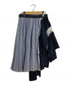 sacaiサカイ）の古着「Stripe Drape Skirt/ストライプドレープスカート」｜ネイビー×ホワイト