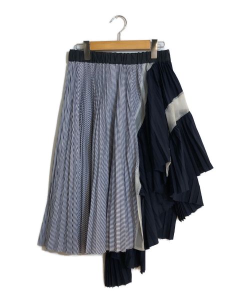 sacai（サカイ）sacai (サカイ) Stripe Drape Skirt/ストライプドレープスカート ネイビー×ホワイト サイズ:SIZE 1の古着・服飾アイテム