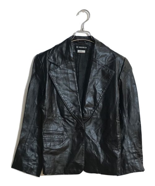 ANN DEMEULEMEESTER（アンドゥムルメステール）ANN DEMEULEMEESTER (アンドゥムルメステール) レザージャケット ブラック サイズ:SIZE 38の古着・服飾アイテム