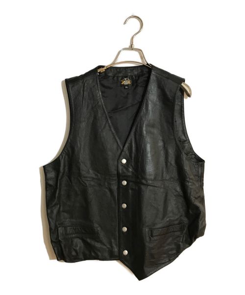 HC（エイチシー）HC (エイチシー) レザーベスト ブラック サイズ:SIZE ⅩLの古着・服飾アイテム