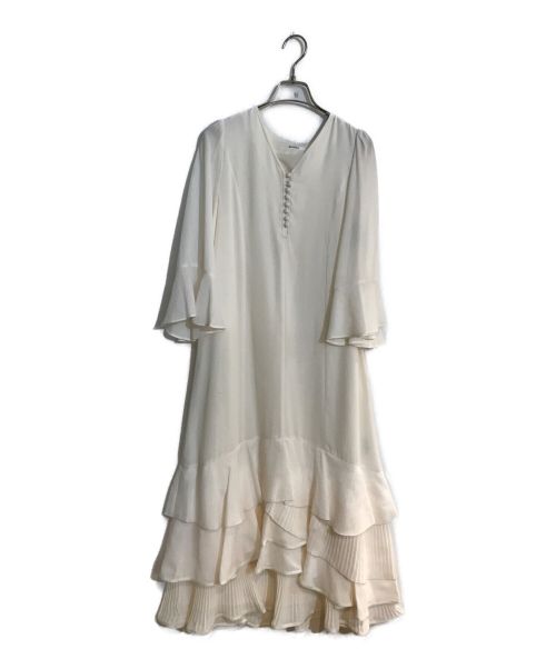Snidel（スナイデル）Snidel (スナイデル) シフォンフリルロングワンピース ホワイトの古着・服飾アイテム