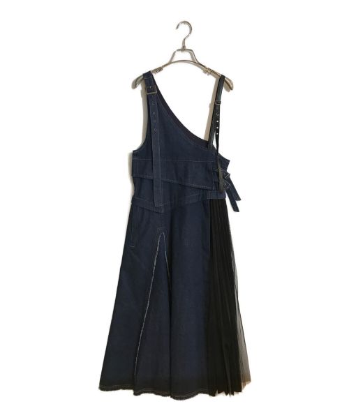 AULA AILA（アウラアイラ）AULA AILA (アウラアイラ) SIDE TULLE PLEATED DENIM JUMPER SKIRT/サイドチュールプリーツジャンパースカート ブルー サイズ:1の古着・服飾アイテム