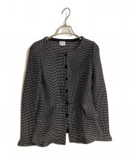 ARMANI COLLEZIONI (アルマーニ コレツィオーニ) ノーカラーニットジャケット グレー サイズ:M