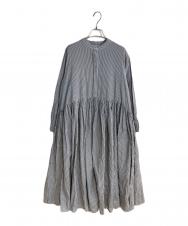 BEARDSLEY (ビアズリー) 先染めギャザーワンピース グレー サイズ:1