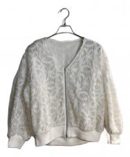 GRACE CONTINENTAL ((グレースコンチネンタル) シアーメッシュジップアップジャケット ホワイト サイズ:36