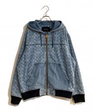 COACH (コーチ) シグネチャー デニム フーデッド ジップアップジャケット インディゴ サイズ:S