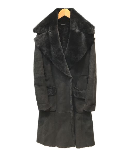 ARMANI COLLEZIONI（アルマーニ コレツィオーニ）ARMANI COLLEZIONI (アルマーニ コレツィオーニ) ショ-ルカラームートンコート ブラック サイズ:42の古着・服飾アイテム